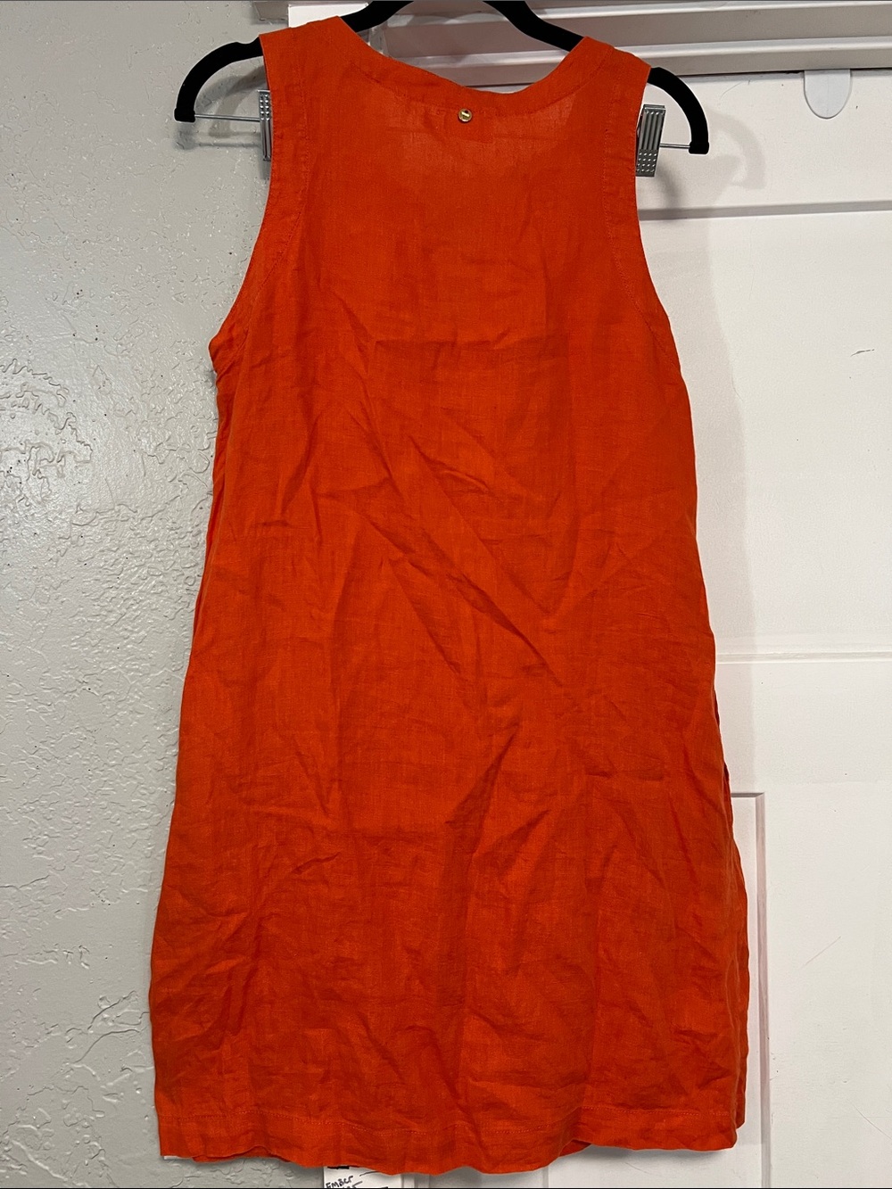 TOUCHE’ WOMEN’S ORANGE LINEN SLEEVELESS MINI DRESS RESORTWEAR CASUAL SIZE MEDIUM - Picture 4 of 12